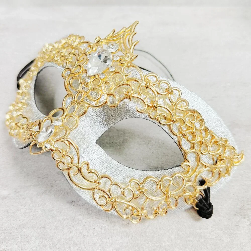 Vintage mask, theatrical mask, 2 in 1 silver mask, cosplay mask, Prom mask